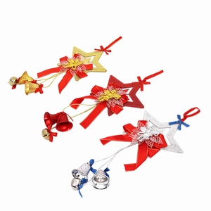 Christmas star bell ornaments set with red bows and angel figures in gold silver red