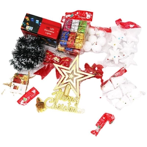 150cm Christmas tree decoration set with 100 LED lights, gold star topper, and ornaments