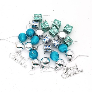 Blue and silver Christmas tree ornament set including baubles, gift boxes and Merry Christmas sign
