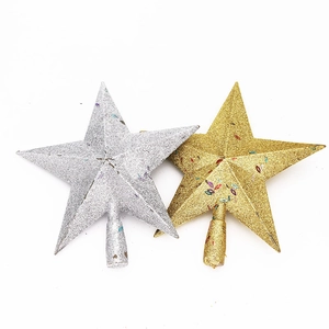 22cm Christmas Tree Topper Star Decoration Glitter PVC Five-Pointed Star Ornament Gold Silver For Xmas Tree Holiday Home Decor