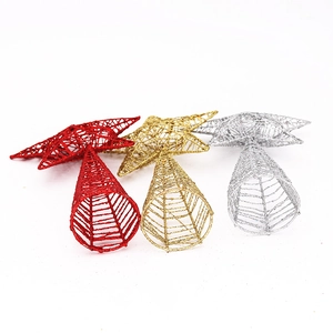 Glittery wire Christmas tree star toppers in red, gold and silver set of three