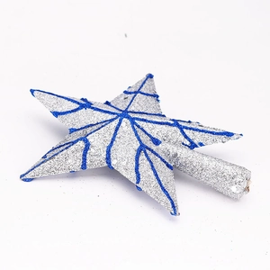 Silber-blauer 20cm Weihnachtsbaumstern mit Glitzer und festlichen dekorativen Mustern