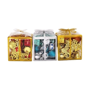 Christmas Tree Ornaments Set PVC Miniature Gift Boxes Bells Drums Merry Christmas Hanging Decoration For Festive Party Decor