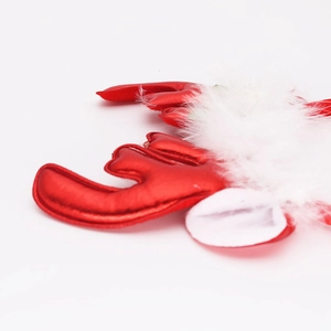 Christmas reindeer antler headband with shiny red fabric and white faux fur trim