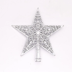 Elegant 20cm silver hollow star topper for Christmas tree with intricate scroll patterns