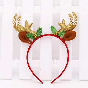 Weihnachts-Rentier-Haarreif mit goldenen Glitzer-Geweihen und festlichen Glöckchen