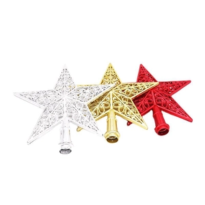 Three-piece hollow Christmas tree top star set in gold silver and red finishes