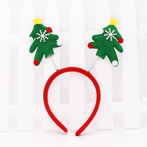 Christmas Tree Spring Headband Festive Party Holiday Hair Accessory Red Green Felt Xmas Headwear For Kids Adults