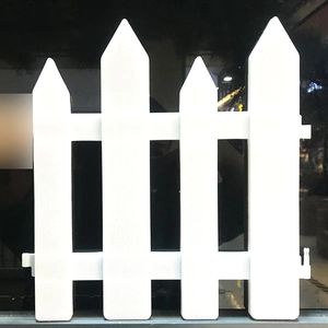 Thickened white plastic garden fence panel 30x30cm with realistic wood grain texture