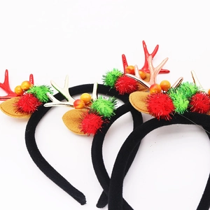 Dreiteiliges Weihnachts-Haarreif-Set mit goldenen und roten Rentier-Geweihen