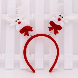Christmas reindeer spring headband with festive red velvet and cute white deer ornaments