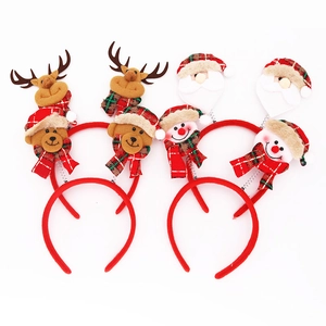 Serre-tête de Noël à Ressort Rebondissant Père Noël Renne Bonhomme de Neige Ours Accessoires de Fête de Noël pour Enfants Adultes