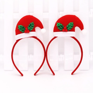 Christmas Mini Santa Hat Headband Red Velvet Festive Party Hair Accessory Sequin Holly Leaf Decorative Headpiece For Women Kids