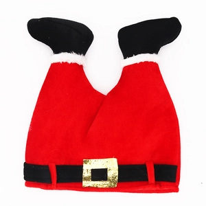 Funny Upside Down Santa Claus Legs Hat With Belt Gold Buckle Creative Christmas Party Decoration For Adults Kids Holiday