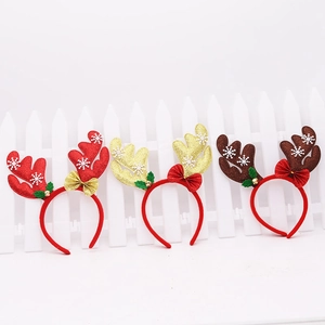 Festive Christmas Reindeer Antler Headband With Glitter Bow And Bells For Party Decoration Kids Adult Hair Accessories