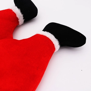 Funny Christmas upside down Santa Claus legs hat set in red felt and white fur trim