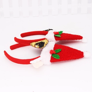 Détails de serre-têtes de Noël rouges avec paillettes et mini bonnets de Père Noël