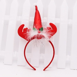 Serre-tête de Noël avec bonnet de Père Noël rouge, bois de renne et plumes blanches douces