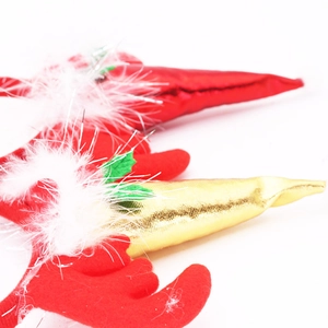 Serre-tête de Noël avec bois de renne rouges, cornes dorées et plumes blanches douces