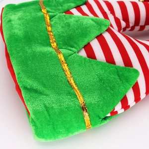 Funny green plaid Christmas elf leg hat made of soft non-woven fabric for holiday parties