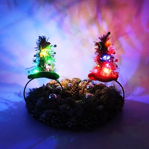 LED lighted Christmas tree headbands with stars for festive holiday party costumes