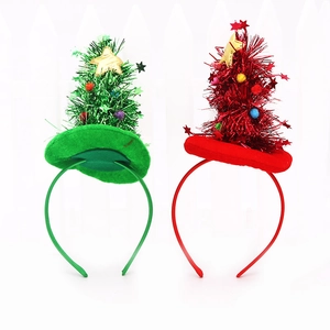 Luminous Christmas Tree Fabric Headband Red Green LED Light Up Party Hair Accessories For Kids Adults Festival Decor