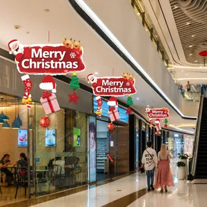 Addobbi Natalizi a Cartone Animato Stampa a Colori Babbo Natale Pupazzo di Neve Renna Decorazioni Appese in Carta per Soffitto Centro Commerciale Casa Festa