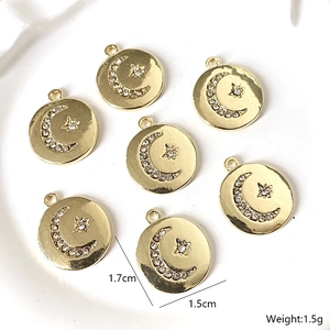 Runde Legierung Stern Mond Anhänger Mit Strass Für DIY Schmuckherstellung Gold Galvanisiert Mond Stern Charms Halskette Zubehör