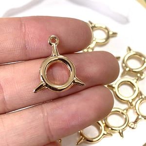 Gold plated alloy hollow circular triple spike charm pendant for DIY jewelry making