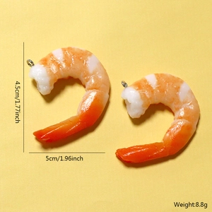 Realistic PVC cooked shrimp pendants for creative DIY jewelry making and accessories