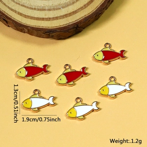 Colorful enamel fish charms in alloy for DIY jewelry making with size and weight info