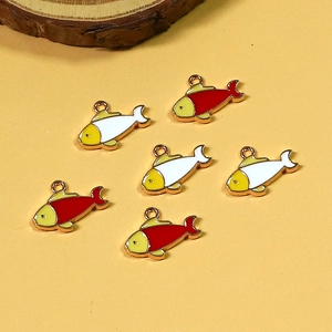 Cute Cartoon Alloy Drip Oil Koi Fish Charms Enamel Animal Pendants For DIY Earring Necklace Bracelet Jewelry Making Accessories