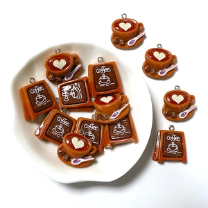 Creative resin coffee cup and menu charms for DIY jewelry making and handmade accessories