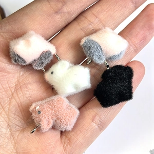 Furry resin rabbit charms for DIY jewelry making in multiple colors with silver hooks