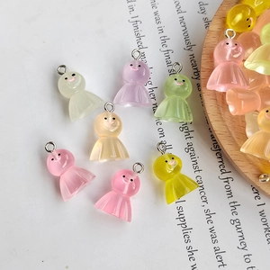Pendentifs colorés Teru Teru Bozu en résine avec anneaux pour bijoux DIY