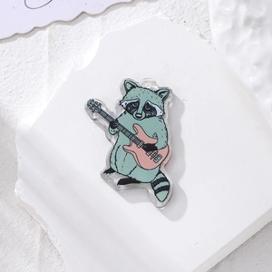 Acryl-Waschbär mit Gitarrenanhänger für DIY-Schmuck und kreative Schlüsselanhänger