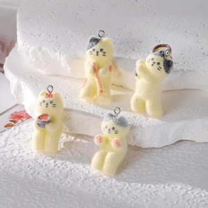 Ciondoli Gatto in Resina Floccata Carini DIY Ciondoli Animali Per Portachiavi Orecchino Collana Mini Gattino Peluche Accessori Gioielli