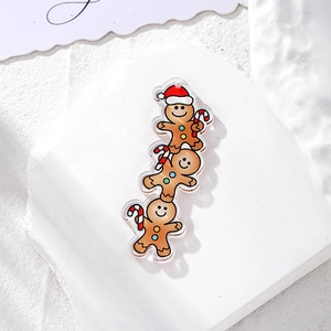Drei Acryl-Lebkuchenmann-Anhänger mit Zuckerstangen für DIY-Ohrringe und Schlüsselanhänger