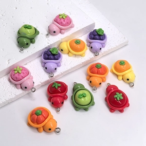 Creative fruit turtle resin charms for DIY jewelry and keychains with various colors