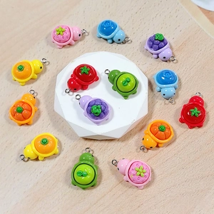 Creative resin fruit turtle pendants for DIY jewelry earrings and keychains crafting