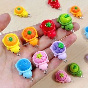 Handcrafted resin fruit turtle pendants for DIY earrings and creative jewelry making