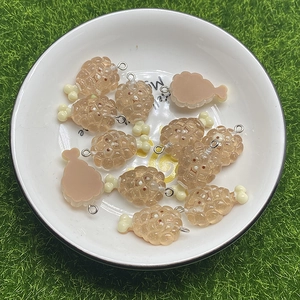 Creative resin fried chicken leg charms for DIY jewelry making on green grass
