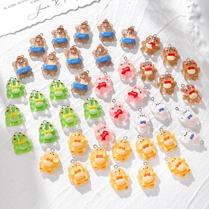 Cute resin cartoon animal pendants for DIY jewelry making including bear frog and rabbit
