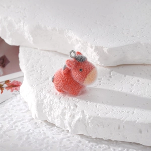 Felt animal calf pendant charm with orange and grey texture for DIY jewelry making