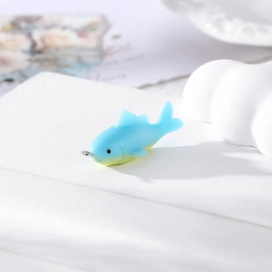 Cute resin fish charms with blue and yellow gradient for DIY jewelry necklaces