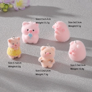 Pendentifs cochons roses floqués pour bijoux DIY boucles d'oreilles colliers