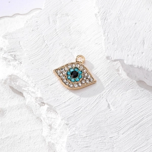 Ciondolo Occhio Blu con pavé di cristalli e placcatura in oro per gioielli fai-da-te