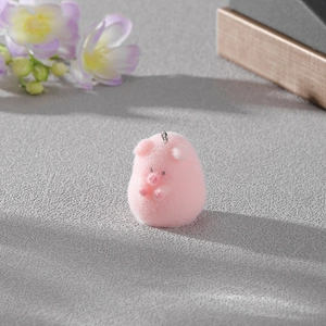 Pendentif cochon en résine rose floquée avec anneau pour création de bijoux DIY