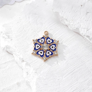 Ciondolo a cuore dorato con smalto blu Occhio di Allah e strass luccicanti per collana