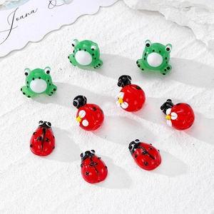Perline di Vetro Lampwork Animali Fatte a Mano a Forma di Rana Coccinella per Creazione di Gioielli Fai-da-te Orecchini Collane